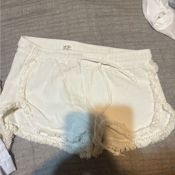 Ban-Jara Fringe Elastic Tie Off White  Med Woman's Shorts - Picture 3 of 3